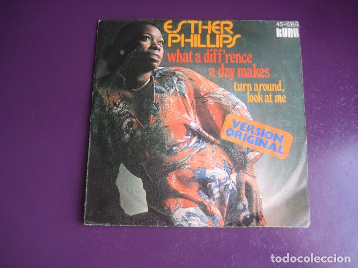 Discos de vinilo: Esther Phillips &ndash; What A Diffrence A Day Makes - Sg HISPAVOX 1975 - DISCO 70S - CON USO - Foto 1