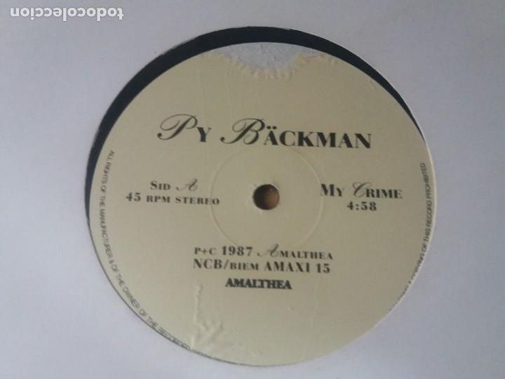 Discos de vinilo: PY BACKMAN / MY CRIME / MAXI-SINGLE 12 PULGADAS - Foto 1