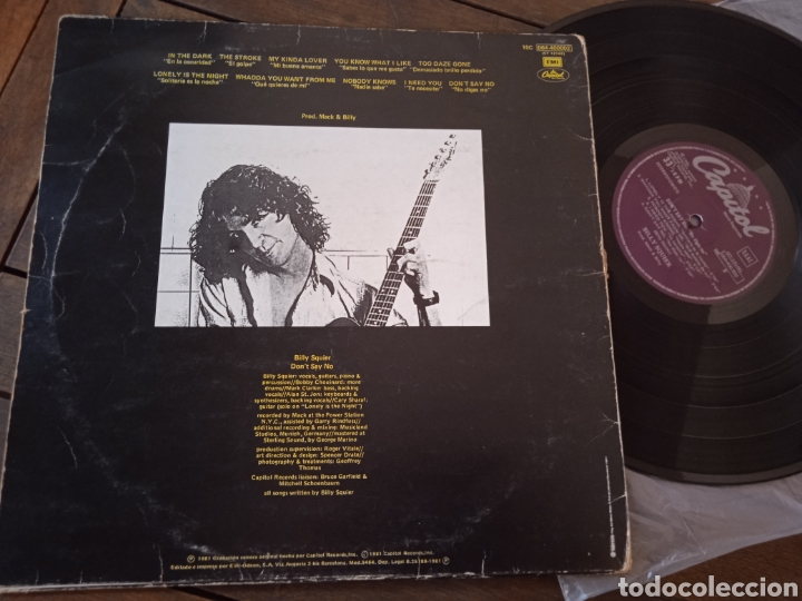 Discos de vinilo: BILLY SQUIER LP. DONT SAY NO. MADE IN SPAIN. 1981 - Foto 3