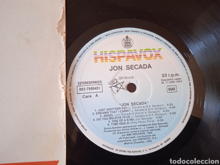 Discos de vinilo: JON SECADA. LP. SELF TITLED. MADE IN SPAIN. 1992 - Foto 2