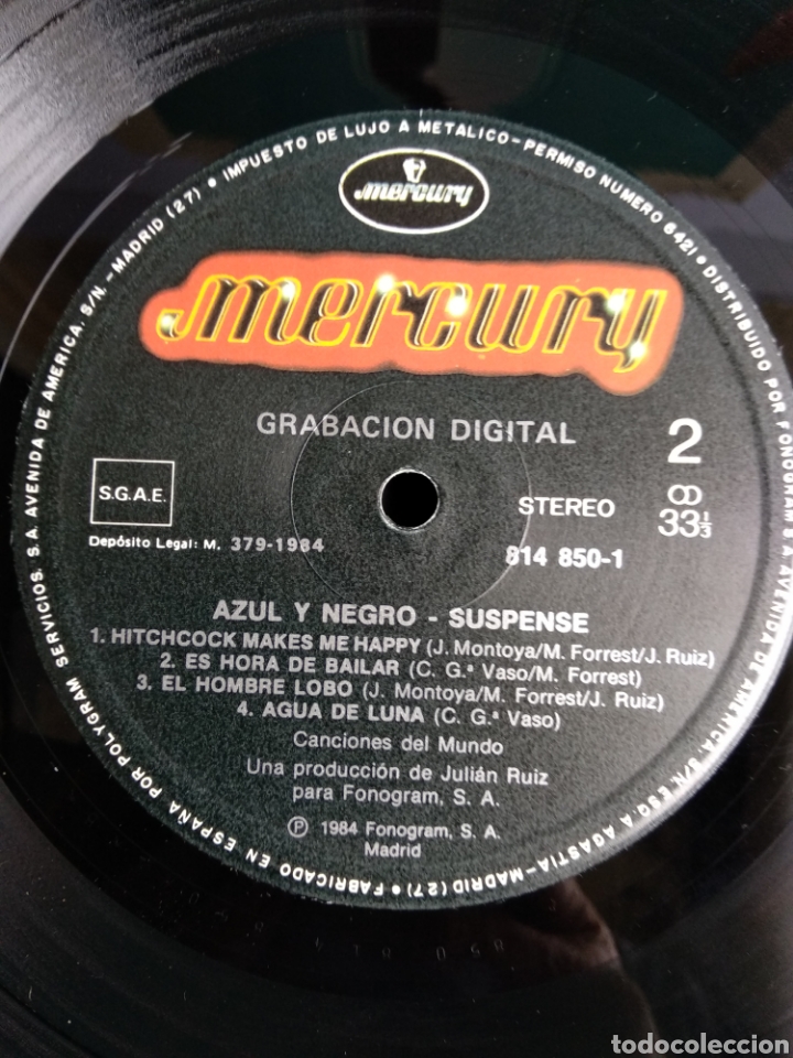 Discos de vinilo: *AZUL Y NEGRO, SUSPENSE, 1985. C.1 - Foto 4
