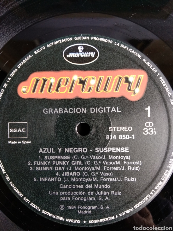 Discos de vinilo: *AZUL Y NEGRO, SUSPENSE, 1985. C.1 - Foto 5