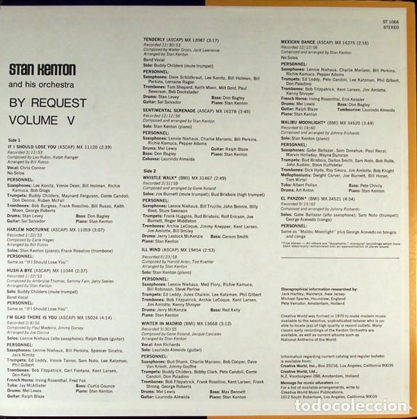 Discos de vinilo: Stan Kenton - By Request - Volume V (LP, Comp) Label:Creative World, Creative World, Creative World - Foto 2
