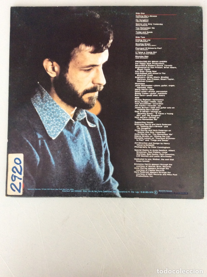 Discos de vinilo: Jesse Winchester. Nothing but a breeze - Foto 2