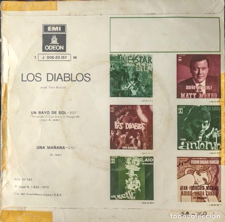 Discos de vinilo: Los Diablos - Un rayo de sol - Disco Vinilo Single 1970 - Foto 2