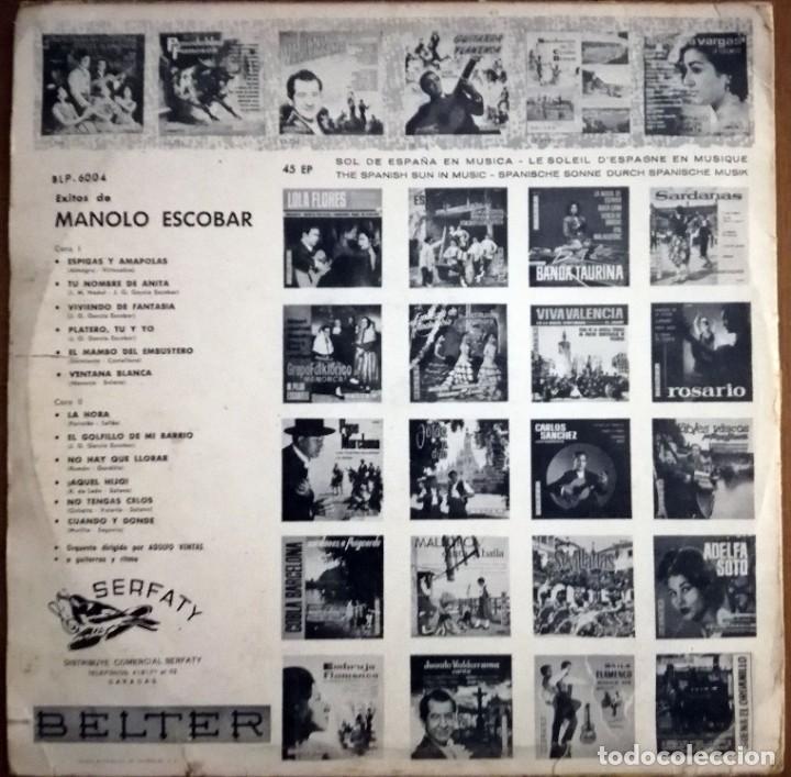 Discos de vinilo: EXITOS DE MANOLO ESCOBAR - SERFATY 1966 - EDICION VENEZUELA - Foto 2