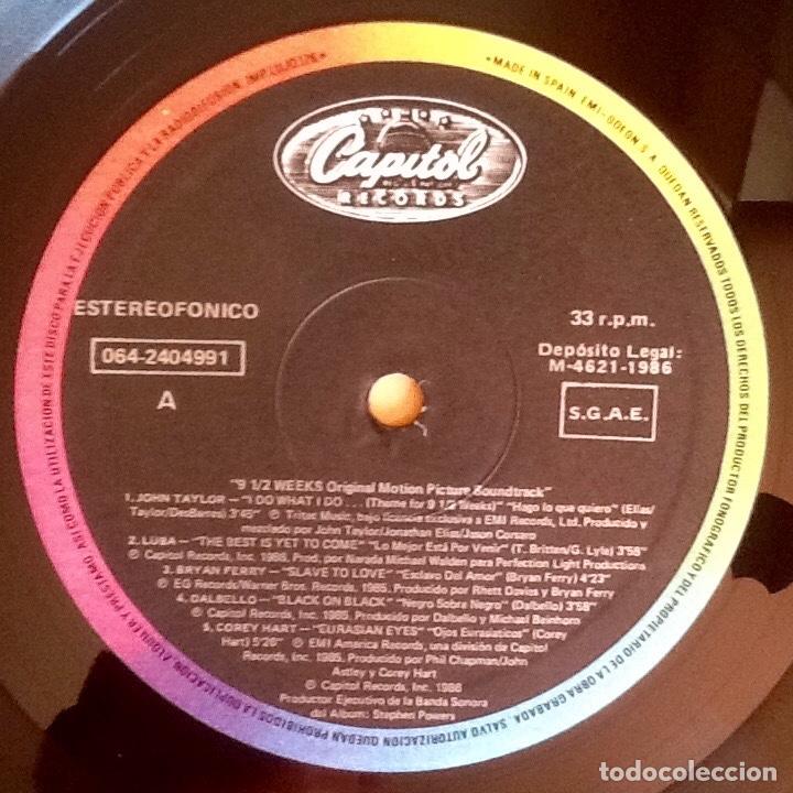 Discos de vinilo: V / A : OST 9 1/2 WEEKS [CAPITOL - ESP 1986] LP - Foto 3