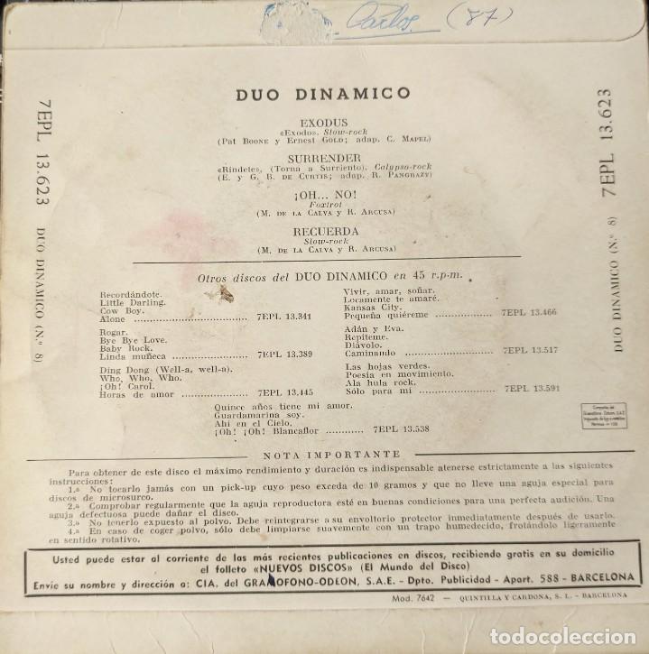 Discos de vinilo: D&uacute;o Din&aacute;mico - Surrender - Discos Vinilo Single 1987 - Foto 2