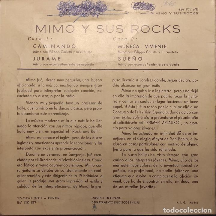 Discos de vinilo: Mimo y sus Rocks - J&uacute;rame - Discos Vinilo Single 1960 - Foto 2