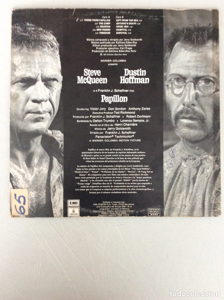 Discos de vinilo: BSO Papillon m&uacute;sica de Jerry Goldsmith - Foto 2