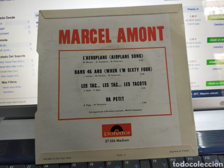 Discos de vinilo: Marcel amont ep laeroplane + 3 Francia 1967 - Foto 2