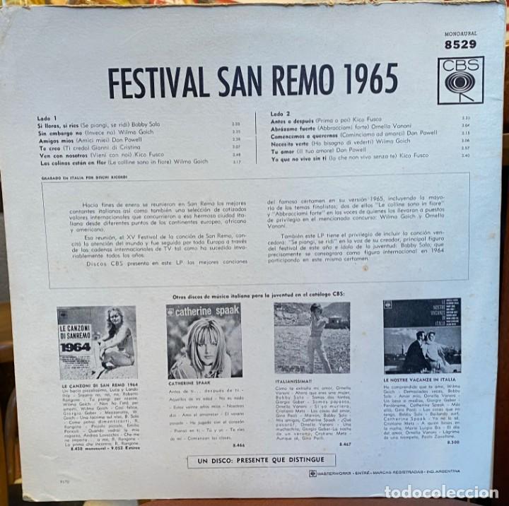 Discos de vinilo: LP argentino de artistas varios Festival San Remo 1965 - Foto 2 - 290609338