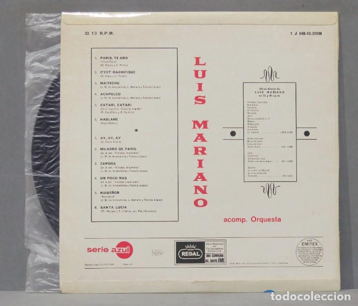 Discos de vinilo: LP. LUIS MARIANO. PARIS, TE AMO - Foto 2