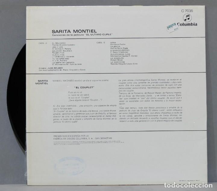 Discos de vinilo: LP. SARITA MONTIEL. EL ULTIMO CUPLE - Foto 2