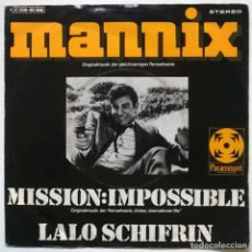 Discos de vinilo: LALO SCHIFRIN. MANNIX/ MISSION IMPOSSIBLE (BSO). PARAMOUNT, GERMANY 1969 SINGLE. Lote 290862038