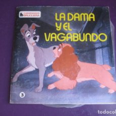 Discos de vinilo: LA DAMA Y EL VAGABUNDO - LIBRO + DISCO DISNEY SG BRUGUERA HISPAVOX 1969 - POCO USO