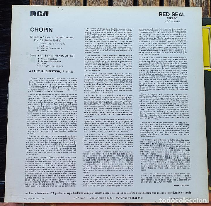 Discos de vinilo: Artur Rubinstein Chopin Sonatas LP Vinilo - Foto 2