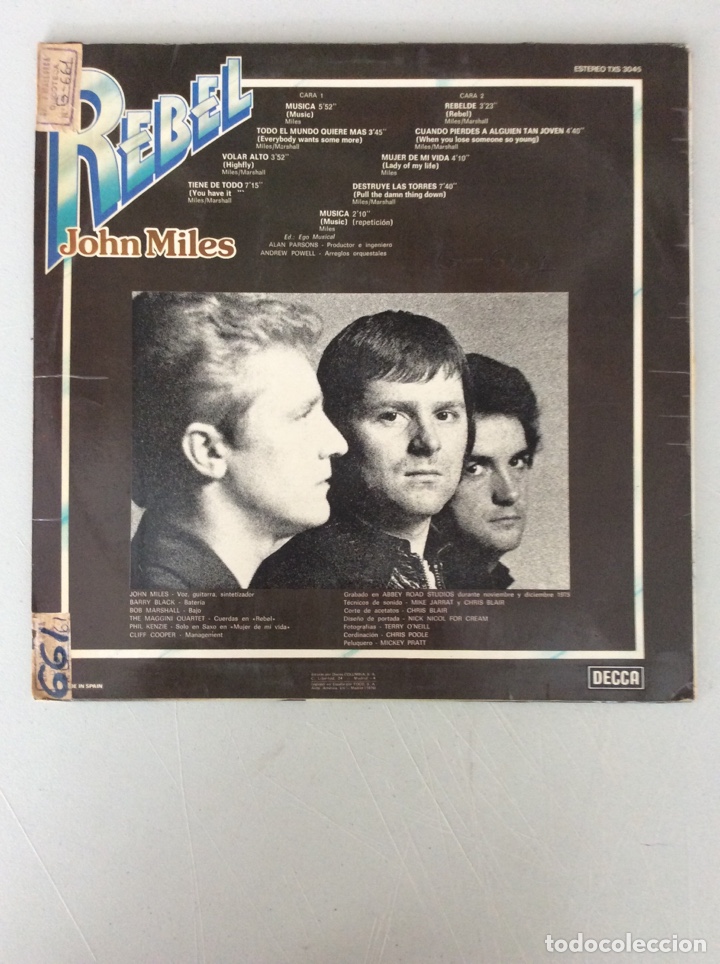 Discos de vinilo: John Miles. Rebel - Foto 2