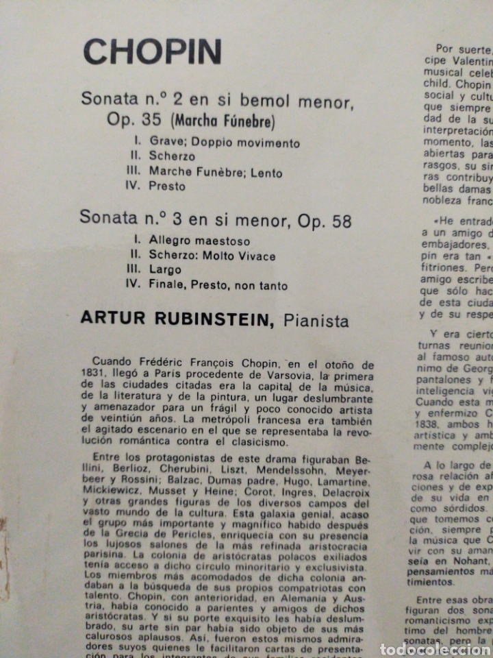 Discos de vinilo: ARTUR RUBINSTEIN CHOPIN SONATAS VINILO - Foto 2