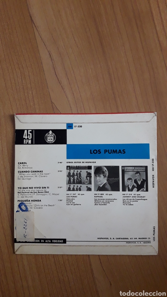 Discos de vinilo: LOS PUMAS. CAROL - Foto 2