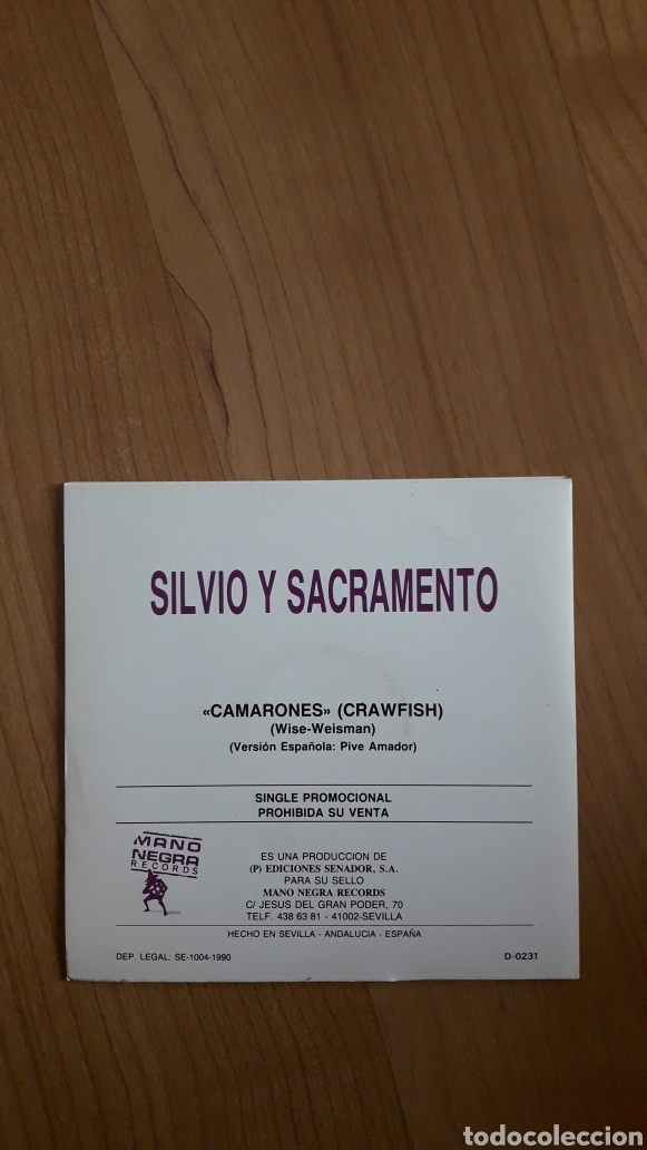 Discos de vinilo: SILVIO Y SACRAMENTO. CAMARONES - Foto 2