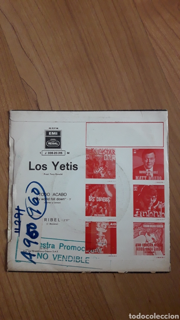 Discos de vinilo: LOS YETIS. TODO ACAB&Oacute; - Foto 2