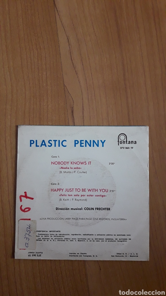 Discos de vinilo: PLASTIC PENNY. NOBODY KNOWS IT - Foto 2
