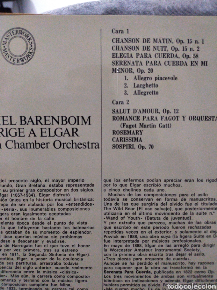 Discos de vinilo: BARENBOIM ELGAR MINIATURES MASTERWORKS - Foto 2