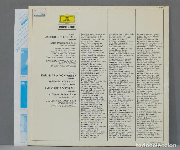 Discos de vinilo: LP. OFFENBACH. WEBER. PONCHELLI - Foto 2