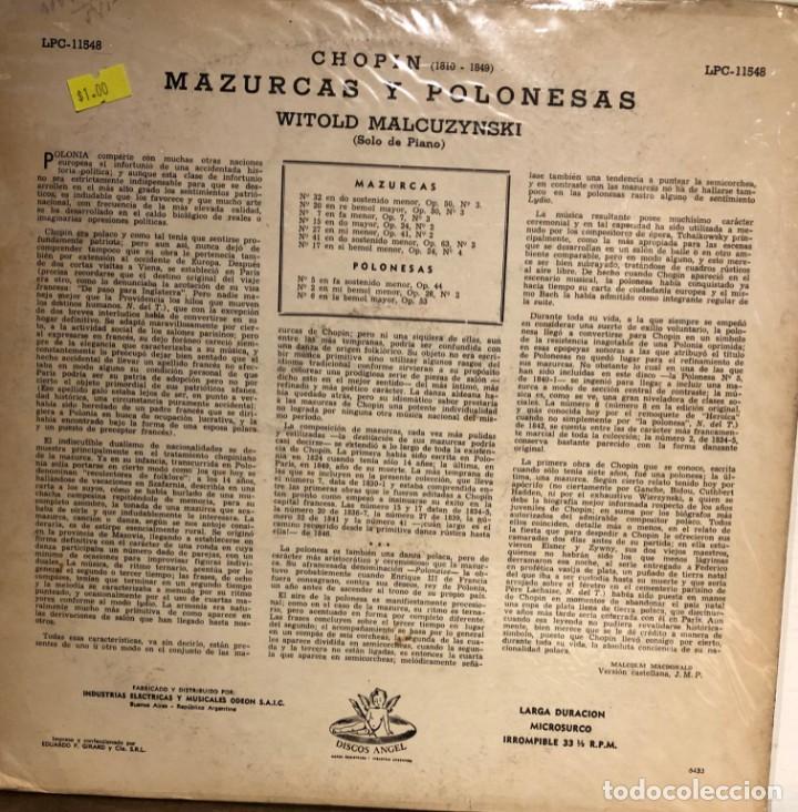 Discos de vinilo: LP argentino de Witold Malcuzynski a&ntilde;o 1954 - Foto 2