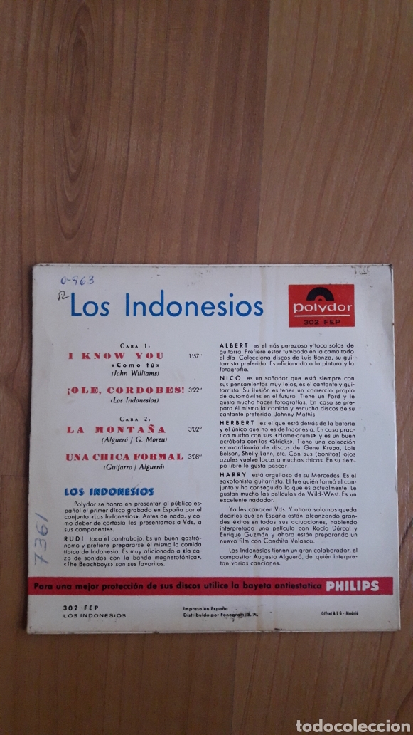 Discos de vinilo: LOS INDONESIOS. I KNOW YOU - Foto 2