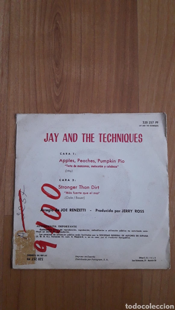 Discos de vinilo: JAY AND THE TECHNIQUES. APPLES, PEACHES, PUMPKIN RIO - Foto 2