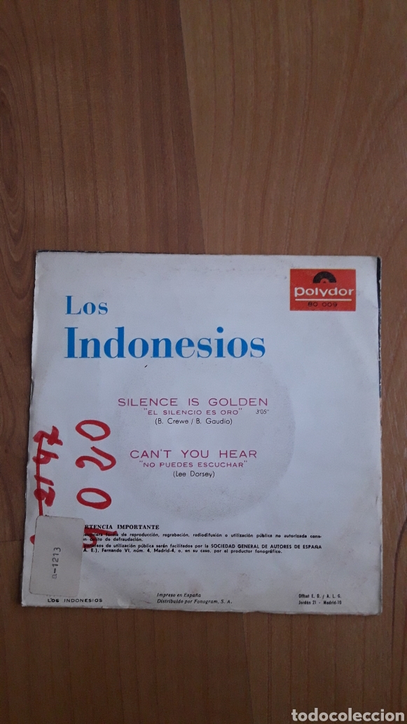Discos de vinilo: LOS INDONESIOS. SILENCE IS GOLD - Foto 2