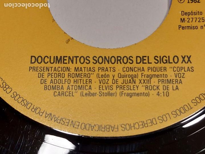 Discos de vinilo: HISTORIA GRÁFICA DEL SIGLO XX / IMÁGENES Y SONIDOS / EDICIONES URBIÓN / SINGLE-DOCUMENTOS SONOROS. - Foto 8 - 292080158