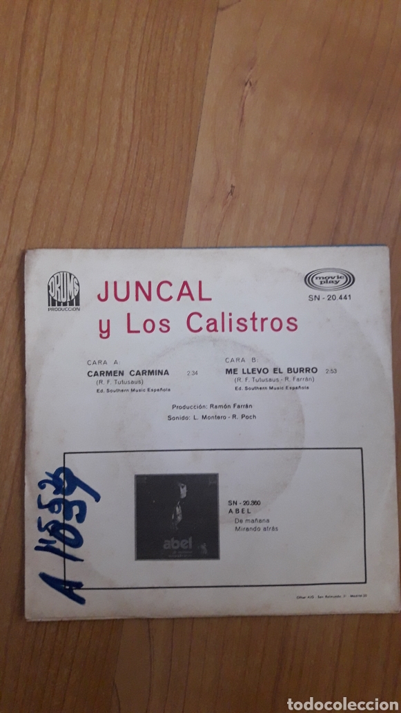 Discos de vinilo: JUNCAL Y LOS CALISTROS. CARMEN CARMINA - Foto 2
