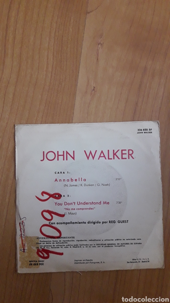 Discos de vinilo: JOHN WALKER. ANNABELLA - Foto 2
