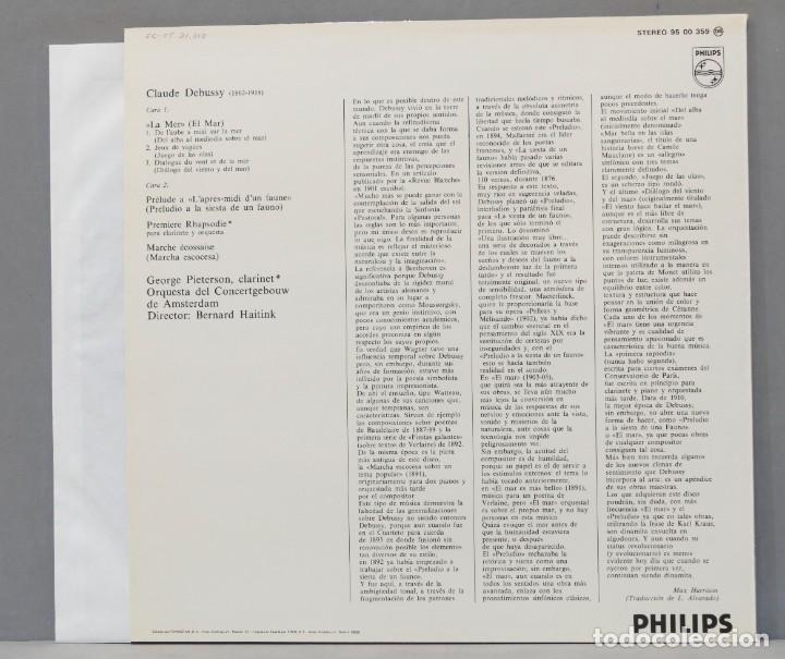 Discos de vinilo: LP. LA MER. DEBUSSY. HAITINK - Foto 2