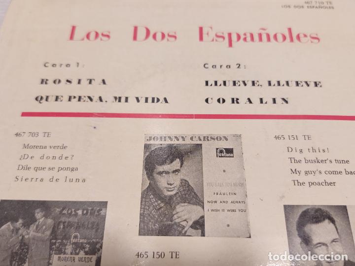 Discos de vinilo: LOS DOS ESPAÑOLES / ROSITA + 3 / EP - FONTANA-1961 / MBC. ***/*** - Foto 3 - 292237733