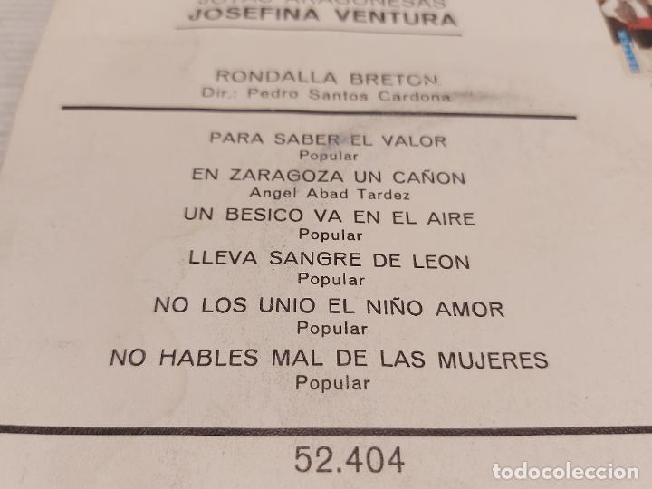 Discos de vinilo: JOSEFINA VENTURA - RONDALLA BRETÓN / JOTAS ARAGONESAS / EP - BELTER-1963 / MBC. ***/*** - Foto 3 - 292241308