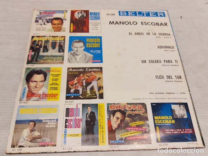 Discos de vinilo: MANOLO ESCOBAR / EL ÁNGEL DE LA GUARDA + 3 / EP - BELTER-1965 / MBC. ***/*** - Foto 2 - 292248158