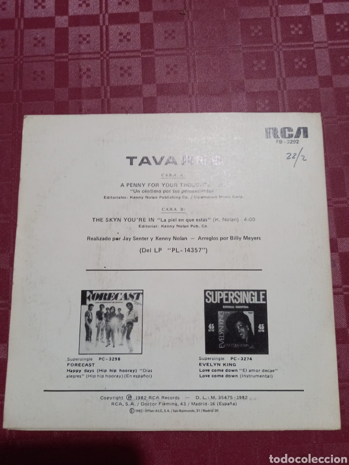 Discos de vinilo: Tavares 1982. Single - Foto 3