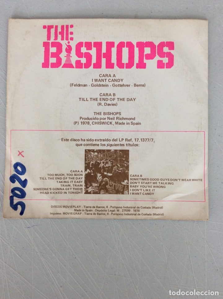 Discos de vinilo: The Bishops. I want candy. Live - Foto 2