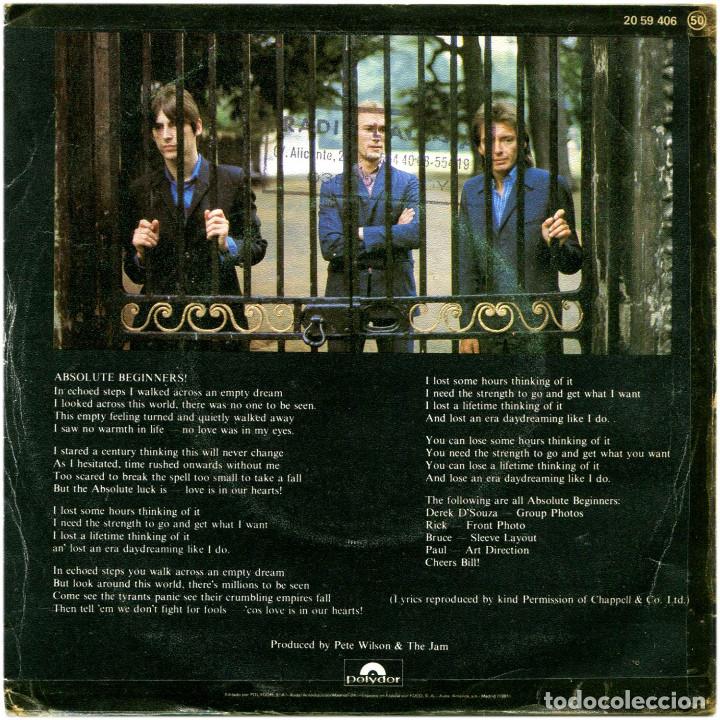 Discos de vinilo: The Jam &lrm;- Absolute Beginners - Sg Spain 1981 - Polydor &lrm;20 59 406 - Foto 2
