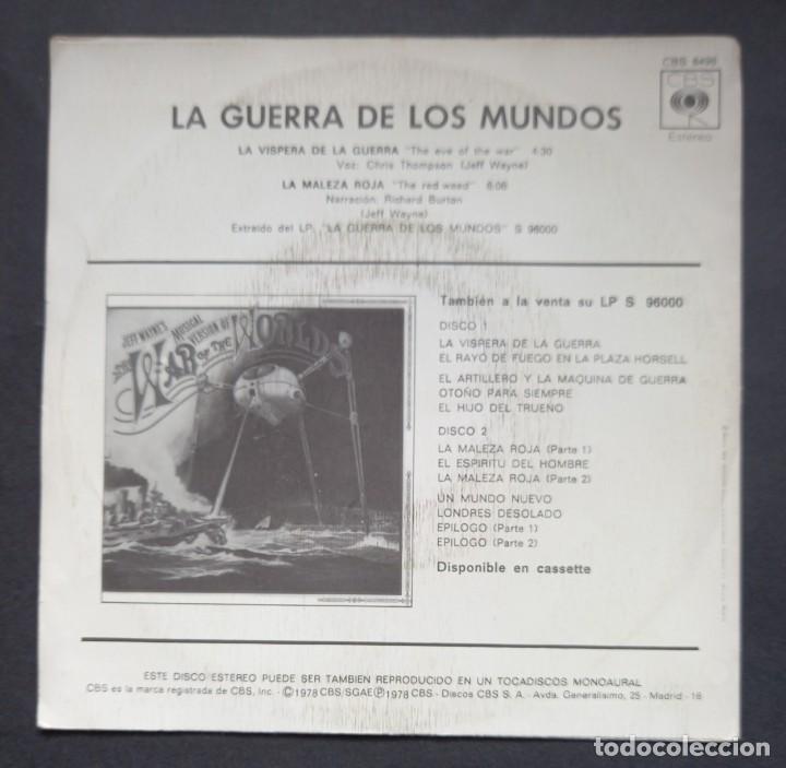 Discos de vinilo: B.S.O - LA GUERRA DE LOS MUNDOS - SINGLE 1978 - CBS - Foto 2 - 293331478