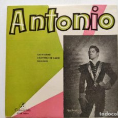 Discos de vinilo: ANTONIO. ZAPATEADO. CANTIÑAS DE CADIZ. SOLEARES, SINGLE. COLUMBIA.