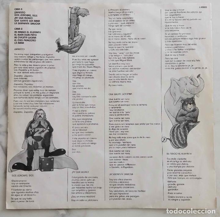 Discos de vinilo: ZAPATITO, MIS AMIGOTES LOS ANIMALES. LP CON FUNDA INTERIOR CON LETRAS - Foto 3