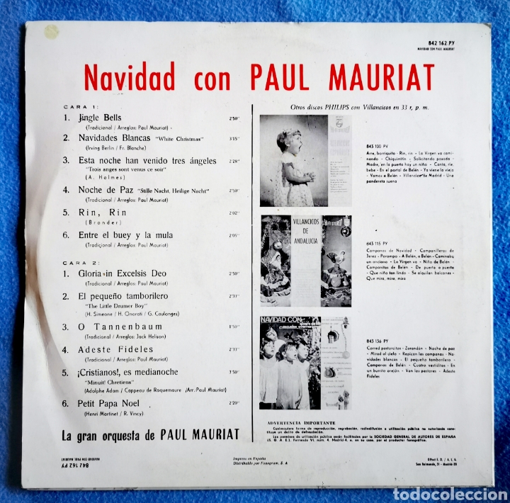 Discos de vinilo: NAVIDAD CON PAUL MAURIAT - Foto 2