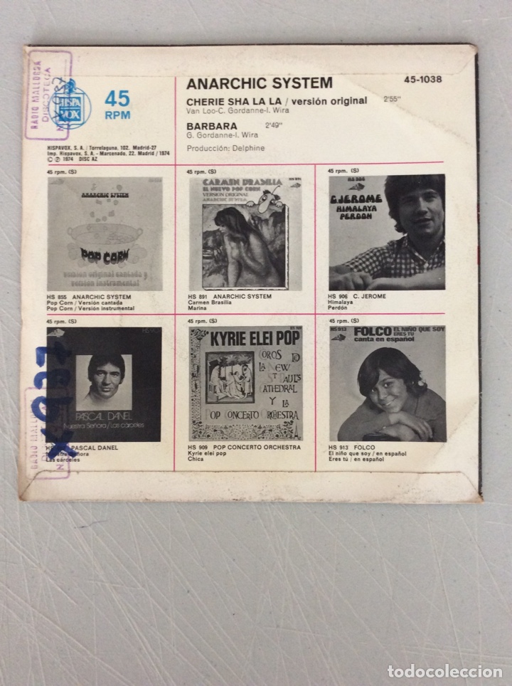 Discos de vinilo: Cherie Sha La La. Anarchic system. Versi&oacute;n original - Foto 2