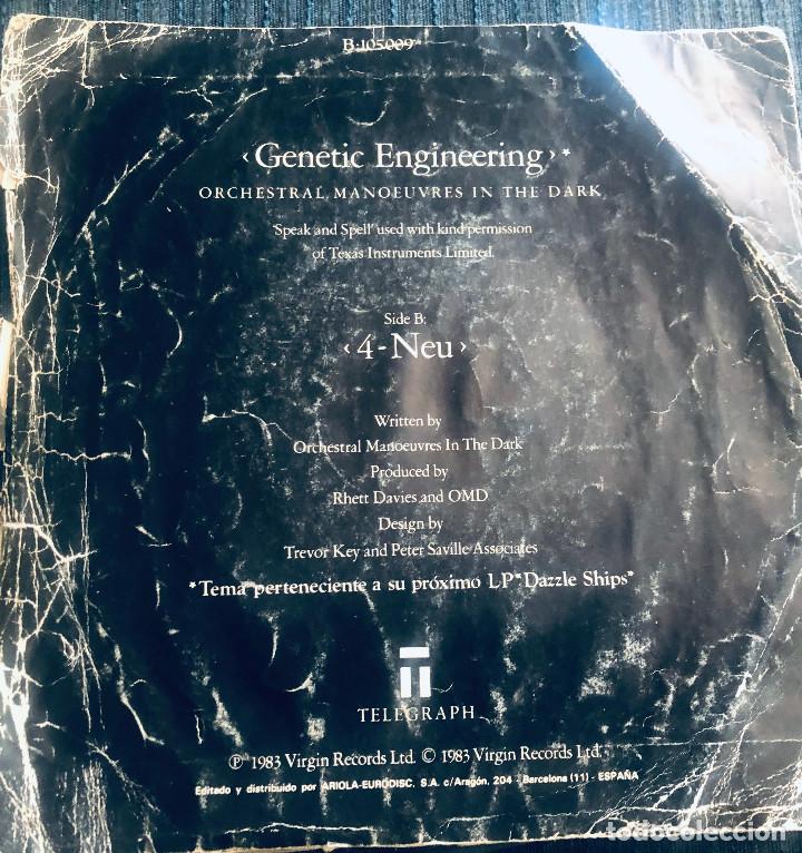 Discos de vinilo: Genetic Engineering, de OMD. Tecno pop. Single vinilo 2 temas. Virgin Records. 1983. - Foto 3