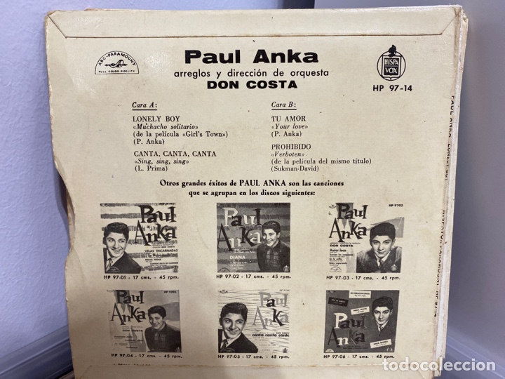 Discos de vinilo: Paul Anka - Lonely Boy (7&rdquo;, EP) - Foto 2